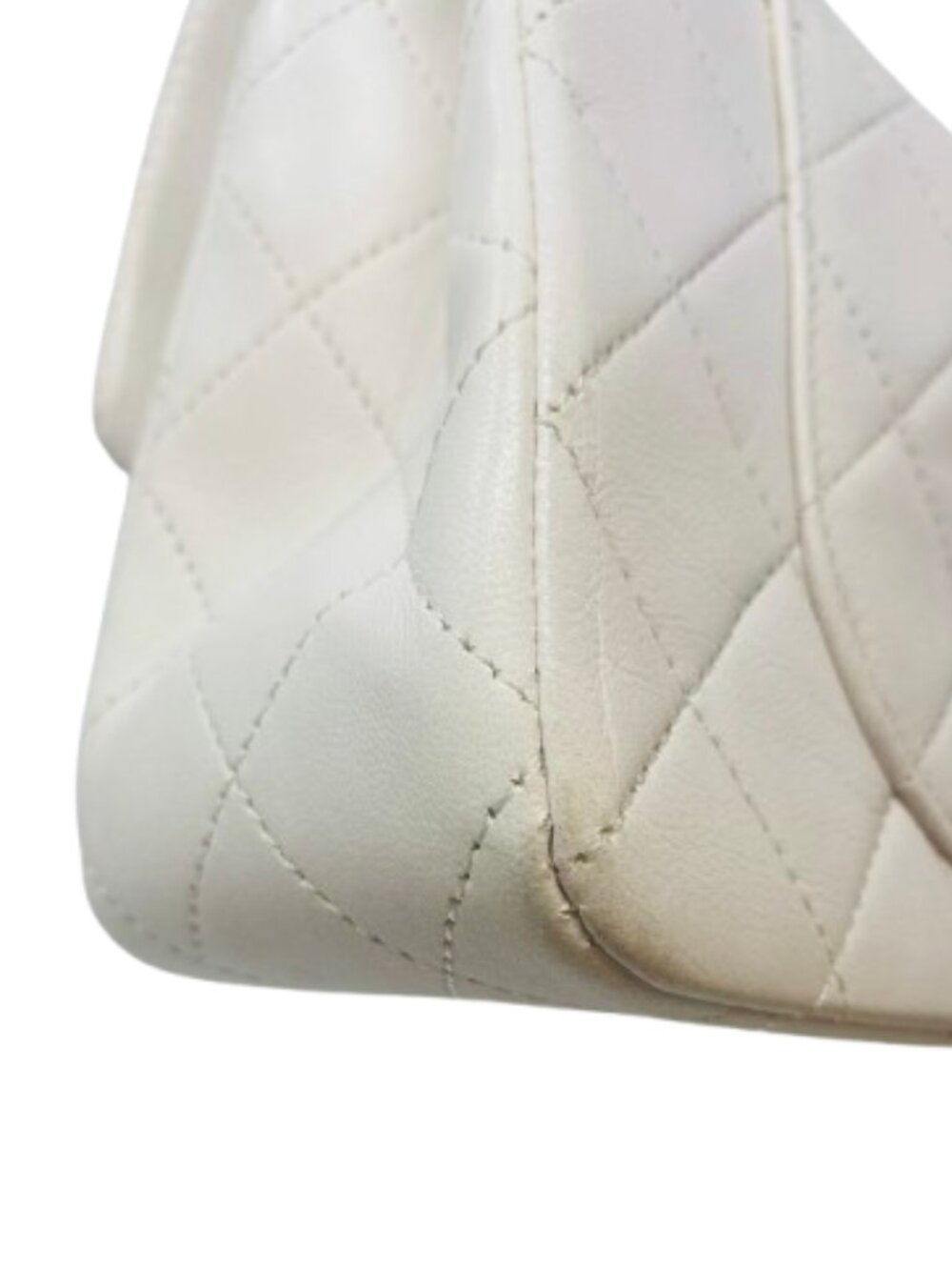 White Chanel Flap Bag Small Classic Flap White Lambskin Gold Hardware Vintage - Picture 11 of 15
